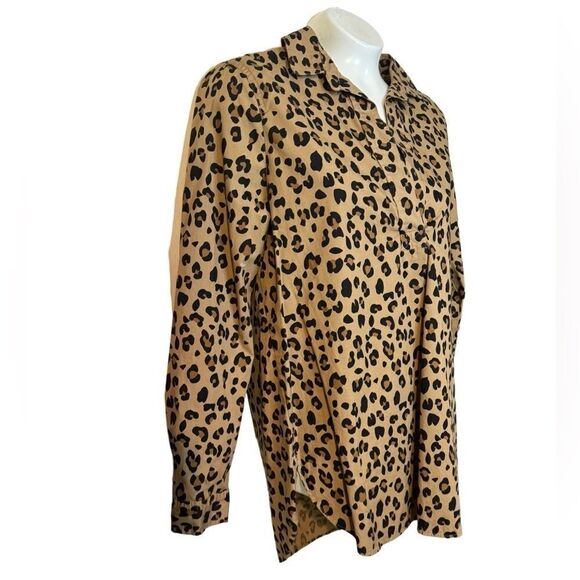 J. Crew Leopard Print Cotton Blend Popover Blouse - Picture 1 of 8